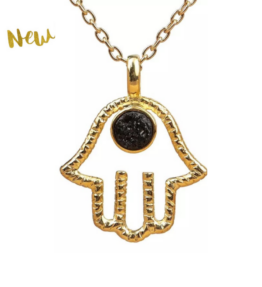New! VACKRALIV YOGA Dressy HAMSA HAND Necklace with TOURMALINE stone
