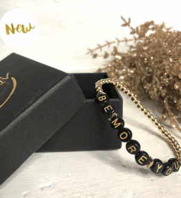 New! VACKRALIV YOGA Dressy Handmade Bracelet BE MORE YOU, black/gold