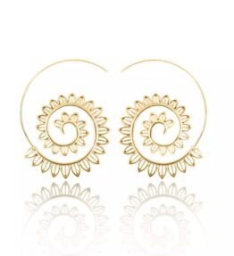 New! VACKRALIV YOGA Dressy BOHO Brass Hoop Earrings, gold