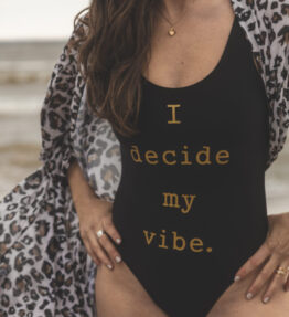 New! VACKRALIV YOGA Yoga& Swim Swimsuit I decide my vibe, gold/black