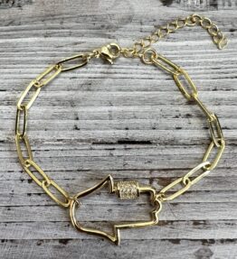 New! VACKRALIV YOGA Bracelet Hamsa with Cubic Zircon, gold