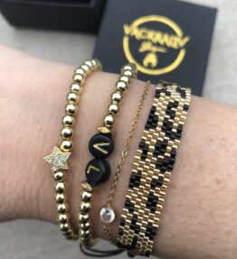 New! VACKRALIV YOGA Bracelet Handmade Gold Leopard
