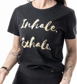 Limited Edition SALE! New! VACKRALIV YOGA Dressy T-shirt Inhale Exhale, black