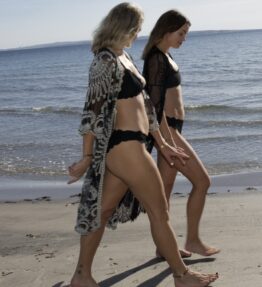 New Sunshine Collection! VACKRALIV YOGA Dressy Ibiza KIMONO Lacework wide, black/off white