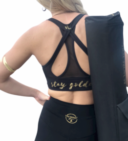 Yogi Favorite Back in Stock! VL MAGICAL SOFT SKIN DRESSY DRY-FIT BH MESH Stay Golden, black