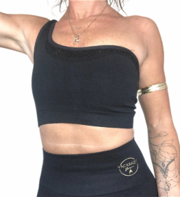 New & Back in Stock! VACKRALIV YOGA DRESSY SEAMLESS PERFECT FIT BH Pattern, black