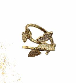 New Back in Stock! VACKRALIV YOGA Butterfly Ring cubic zirconias, 18 k real gold plated