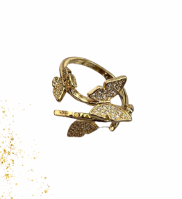 New! VL Butterfly Ring cubic zirconias, 18 k real gold plated