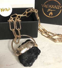 New Gold Soul! VACKRALIV YOGA Strength & Protect Necklace Tourmaline,  black/gold