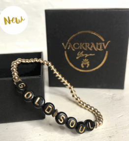 New Gold Soul! VACKRALIV YOGA Dressy Handmade Bracelet GOLD SOUL, black/gold