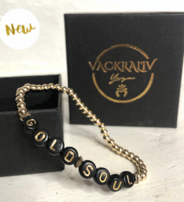 SALE! VACKRALIV YOGA Dressy Handmade Bracelet GOLD SOUL, black/gold