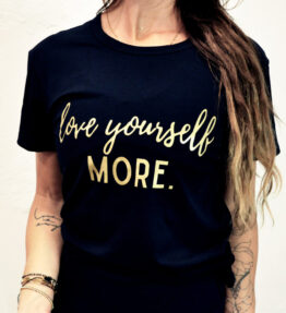 New Gold Soul! VACKRALIV YOGA T-Shirt with tie Love Yourself MORE, black
