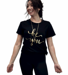 New! VACKRALIV YOGA T-Shirt with tie BE YOU, black