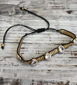 New! VL Dressy Handmade Bracelet Shine, gold/svart & cubic zirconias
