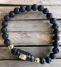 New Back in Stock! VACKRALIV YOGA Bracelet Lion Strength Lava & Cubic Zircon