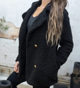 Last Chance! VACKRALIV YOGA Dressy Soft Teddy Jacket Short Lion, black