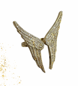 New Back in Stock! VACKRALIV YOGA Wings big Ring cubic zirconias, 18 k real gold plated