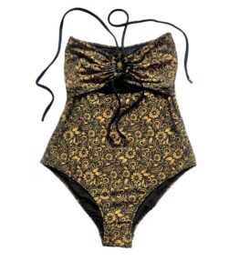 New! VL X KARTINI - Recycled Swimsuit BE MORE YOU printed, batik yellow gold