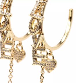 New! VL Dressy LOVE Power Hoop Earrings, gold