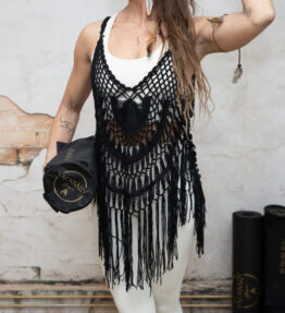 New! VL Dressy Boho Cover Up Top tassel, black