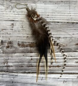 New! VL Dressy BOHO Long Feather Earring one ear, brown & yellow