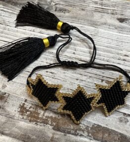 New! VL Dressy Handmade Bracelet STAR HOPE, gold & black