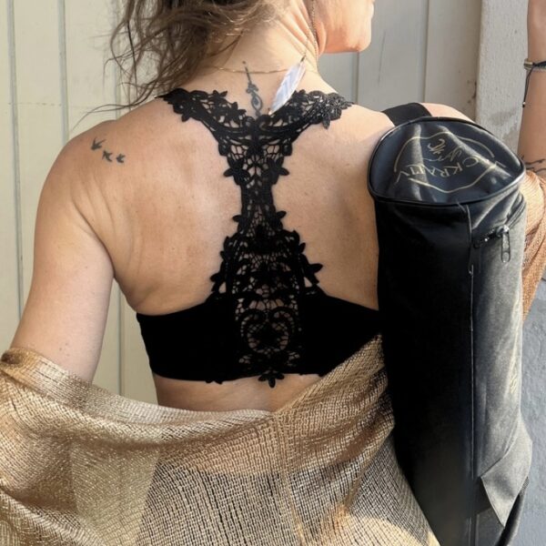 New! VL Yoga&Lingerie BH TOP Flower Lacework Racerback, black