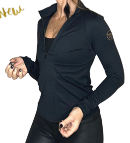 New Black Dressy! VL Magical Soft Skin Dressy & Sporty Sweater jacket half Zip, black