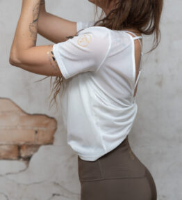 New! VL Dressy Top Mesh open back, white