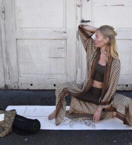 New! VL x WithSegerqvist KIMONO SILK Be More You, Brown Flower