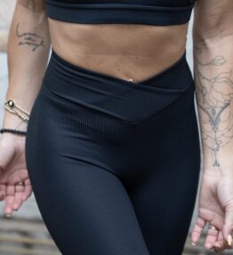 New! VL MAGICAL SOFT SKIN LEGGINGS Dressy Ribbed V-Front high, black