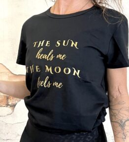 New! VL T-Shirt with tie THE SUN heals me THE MOON feels me, black