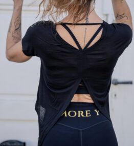 New! VL Dressy Soft Skin Yoga & Pilates Top with tie, black