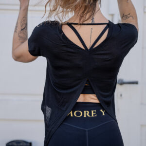 New! VL Dressy Soft Skin Yoga & Pilates Top with tie, black