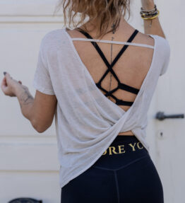New! VL Dressy Soft Skin Top open back, beige/natur